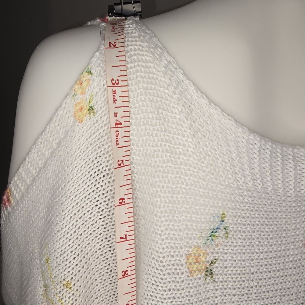Luisa Ricci Italy Floral Knit Cold‎ Shoulder Sweater Top Size L boutique Italian - Picture 8 of 12